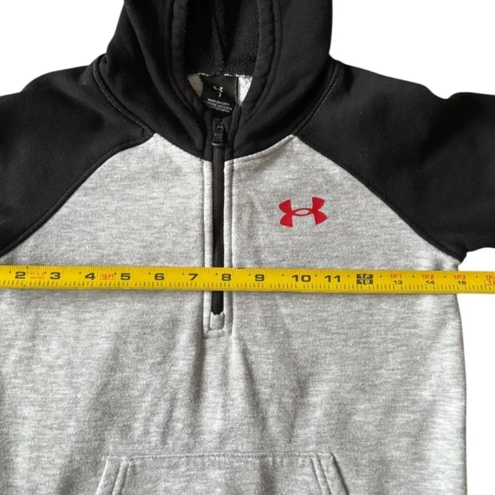 Under Armour Boy’s Gray & Black Quarter Zip Pullover Hooded Sweatshirt